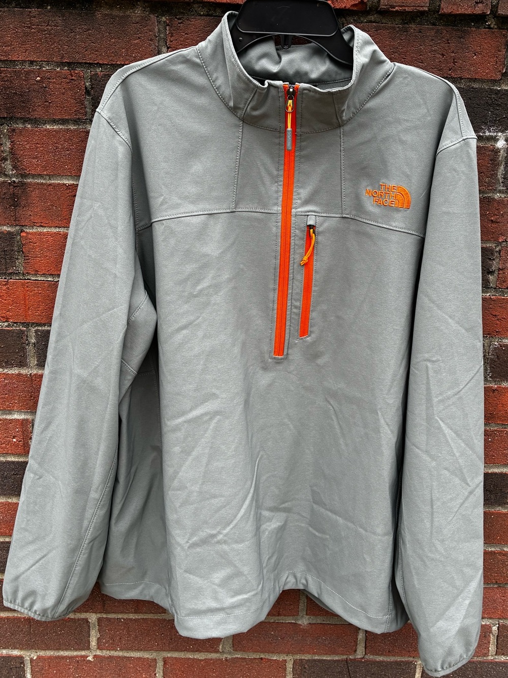 The North Face Light Gray Storm Jacket with Orange Zip NEW XL